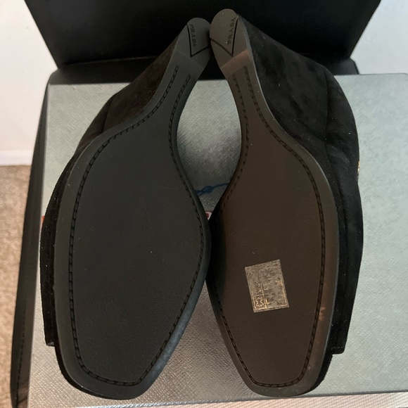 PRADA PRE-LOVED RARE AUTHENTIC BLACK SUEDE WEDGE SLIP ON SANDALS - Picture 14 of 17